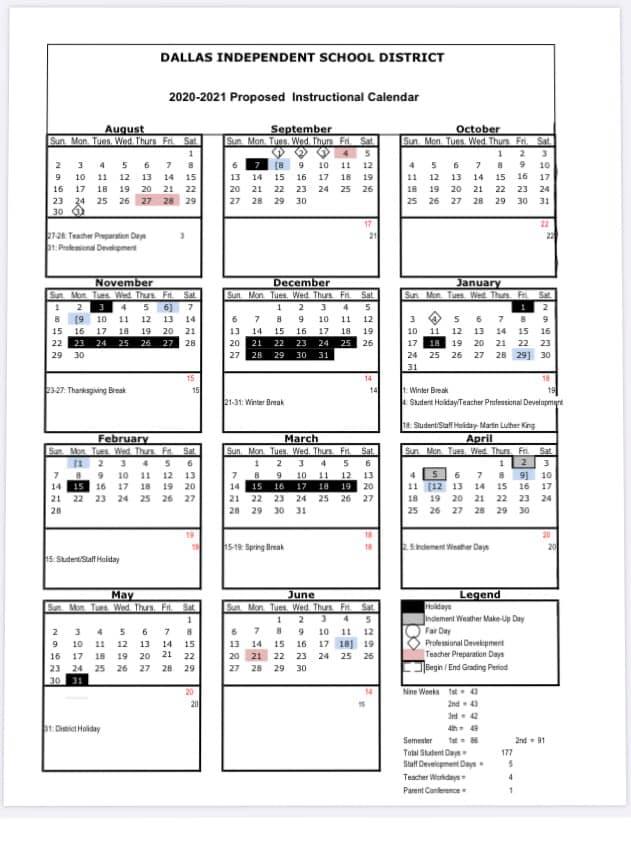 Extended 2021 School Year Proposed The Other Side Dallas